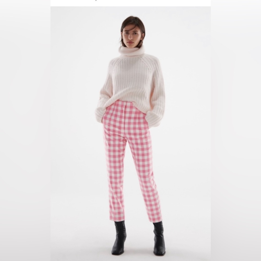 ZARA PINK GINGHAM PANTS